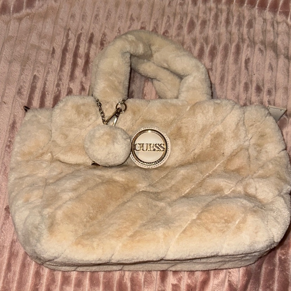 GUESS Cream Faux Fur Women's Bag
